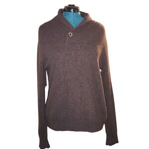 7 Diamonds Sweater Wool Alpaca Grandpa Core Cashmere Blend Size M Brown Men's
